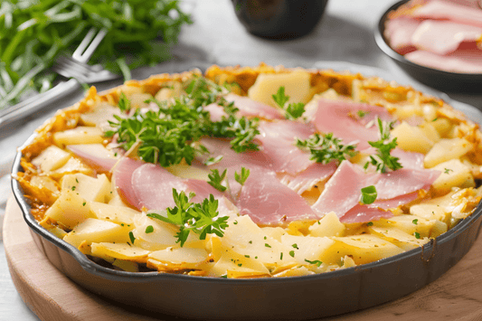 Cremiger übrig gebliebener Gammon und Kartoffel backen mit Dijon -Senf und Käse