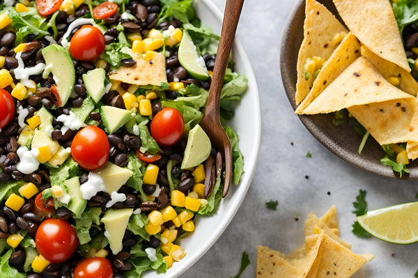 Frischer Avocado Lime Ranch Salat mit gemischten Grüns