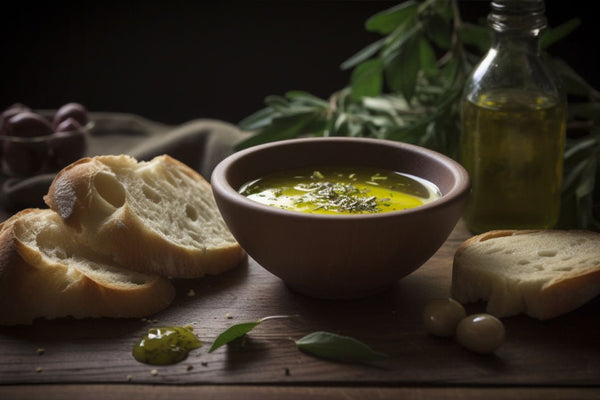 Mediterraner Olivenölbrot Dip