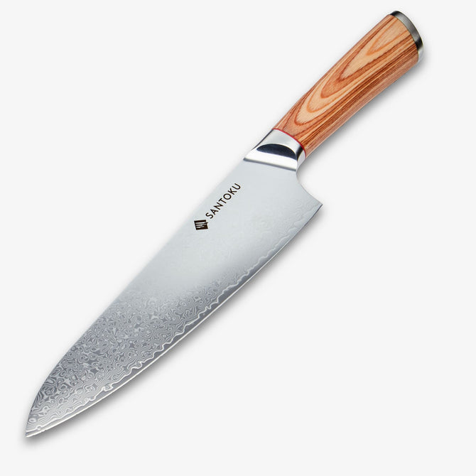 Haruta 8 Zoll VG10 japanisches Gyuto-Kochmesser aus Damaststahl mit Holzgriff und Scheide
