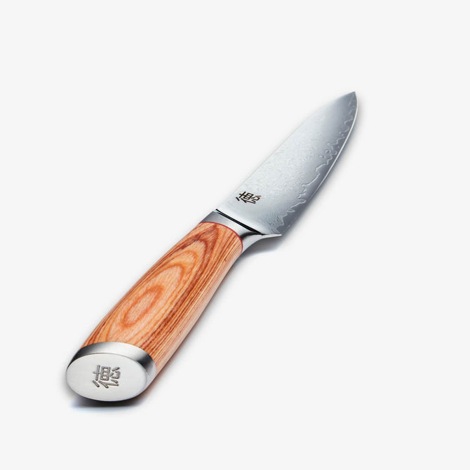 Haruta 5 Zoll VG10 japanisches Allzweckmesser aus Damaststahl mit Holzgriff und Scheide