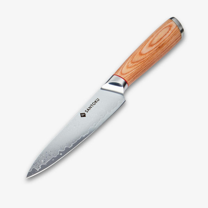 Haruta 5 Zoll VG10 japanisches Allzweckmesser aus Damaststahl mit Holzgriff und Scheide