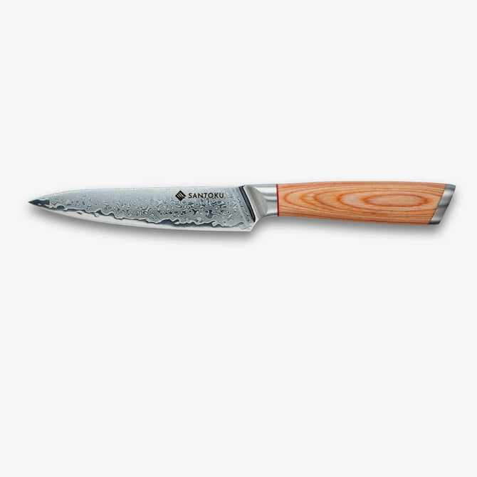 Haruta 5 Zoll VG10 japanisches Allzweckmesser aus Damaststahl mit Holzgriff und Scheide