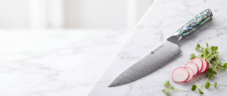 Haruta 8 Zoll VG10 japanisches Gyuto-Kochmesser aus Damaststahl mit Holzgriff und Scheide