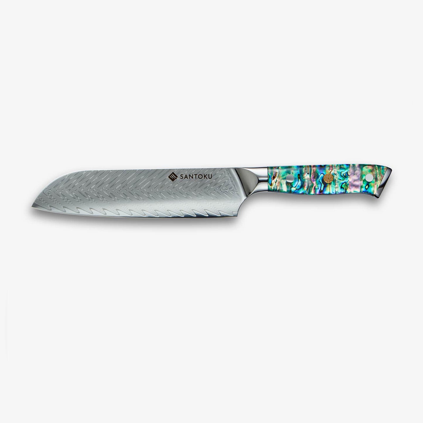 Chikashi (ちかし) Damaskus -Stahlmesser mit Abalone Griff