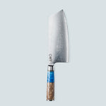 Aiko-Messer aus blauem Damaststahl mit farbigem blauem Harzgriff