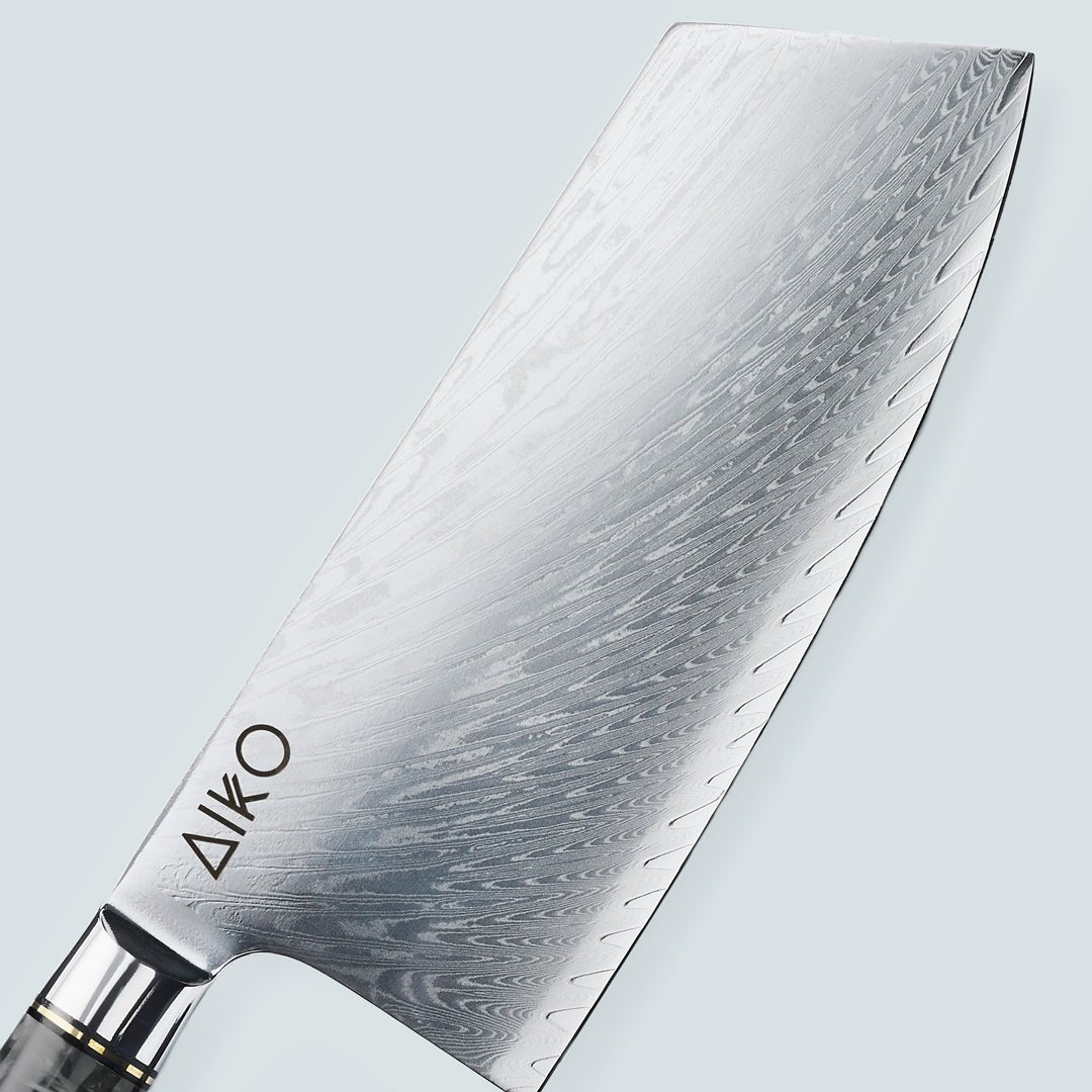 Aiko Black (あいこ, アイコ) Damaskus-Stahlmesser mit farbigem schwarzem Harz-Griff